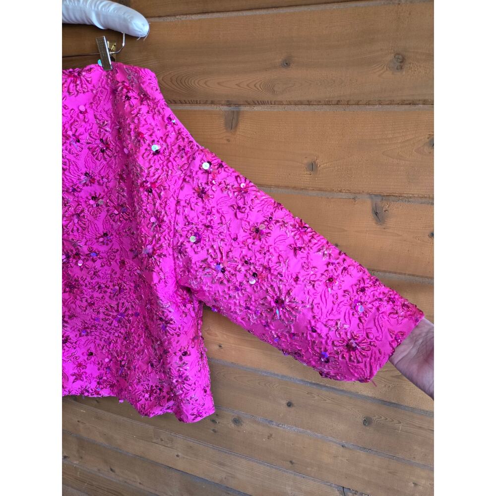 Valentino Mini Dress 2022 Pink PP Collection Jacquard Hot Pink Lurex Sequin 36 0 - Picture 3 of 16